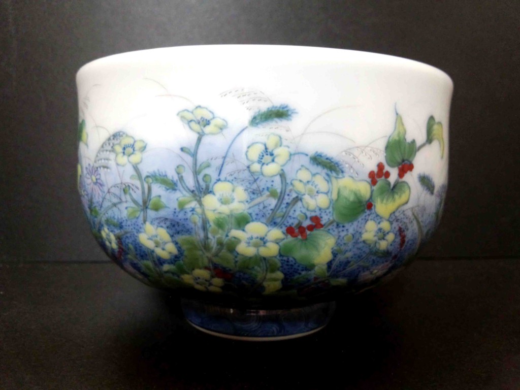 野の花図茶碗